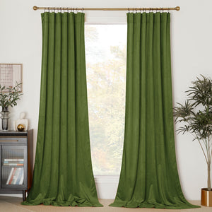 Velvet Curtains#color_moss-green