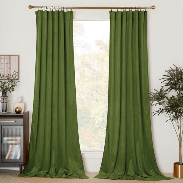 Velvet Curtains#color_moss-green