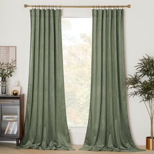 Velvet Curtains#color_sage-green