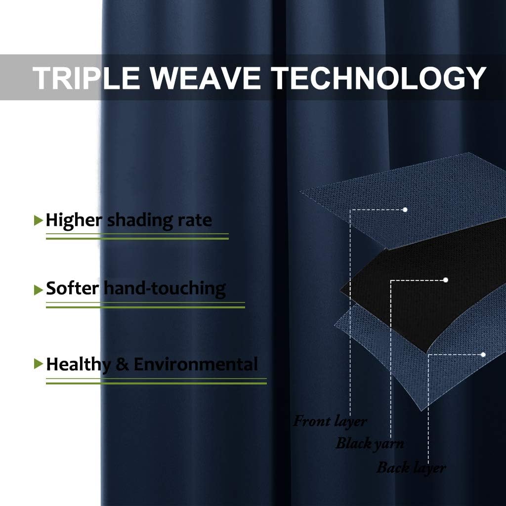 Detail of custom outdoor curtain triple weave technology, showing front, black yarn & back layers for high shading rate and soft feel.