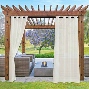 Waterproof Sheer Outdoor Curtains#color_beige