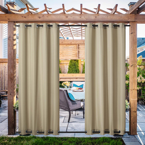 Waterproof Canvas Outdoor Curtains#color_beige
