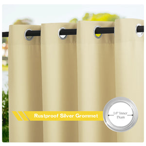 Waterproof Canvas Outdoor Curtains#color_beige