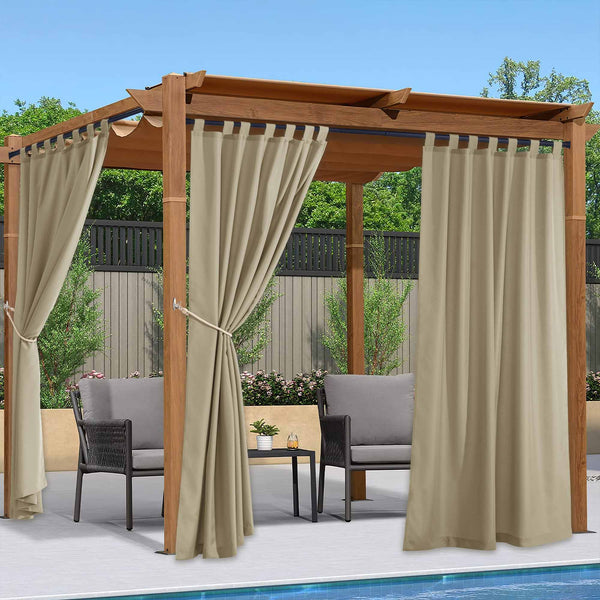Waterproof Canvas Outdoor Curtains#color_beige