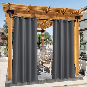Waterproof Canvas Outdoor Curtains#color_charcoal-grey