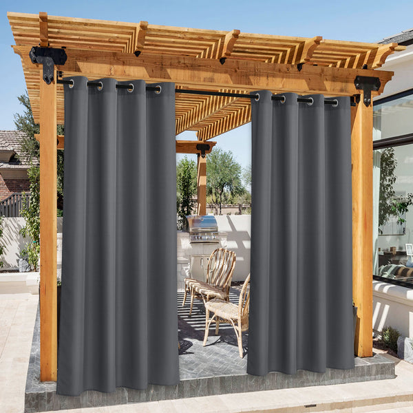 Waterproof Canvas Outdoor Curtains#color_charcoal-grey