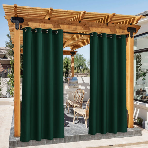Waterproof Canvas Outdoor Curtains#color_hunter-green