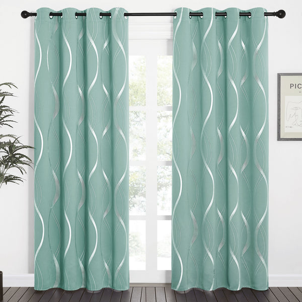 Wave Line Blackout Curtains#color_aqua