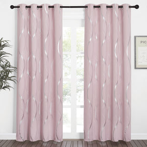 Wave Line Blackout Curtains#color_baby-pink