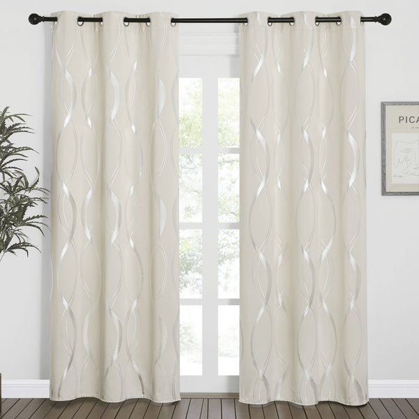 Wave Line Blackout Curtains#color_beige