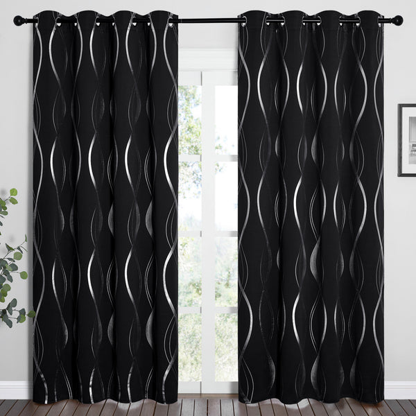 Wave Line Blackout Curtains#color_black