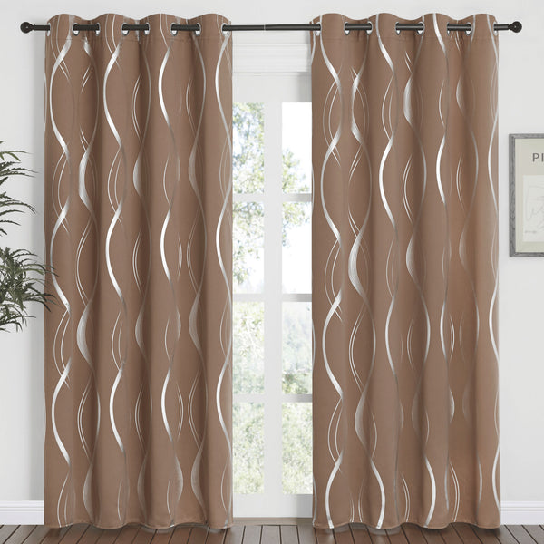 Wave Line Blackout Curtains#color_cappuccino