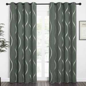 Wave Line Blackout Curtains#color_dark-mallard