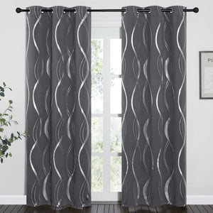 Wave Line Blackout Curtains#color_grey