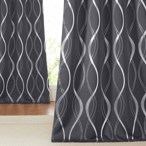 Wave Line Blackout Curtains#color_grey