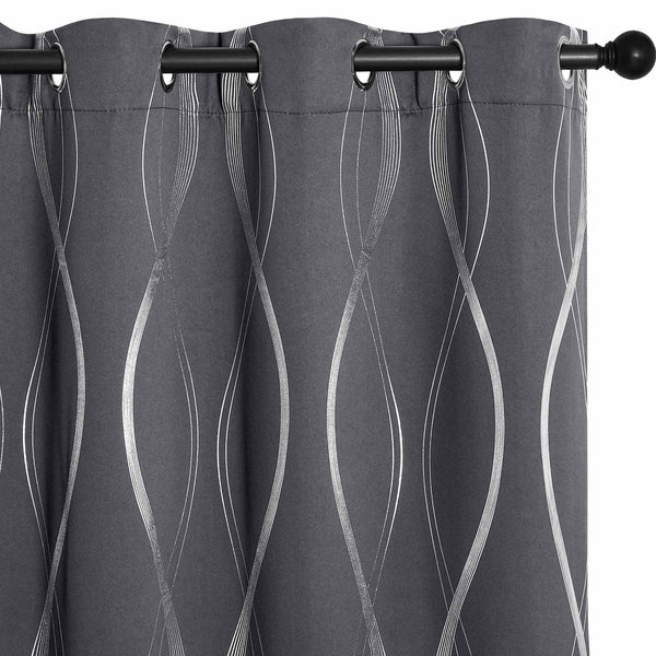 Wave Line Blackout Curtains#color_grey