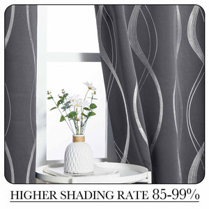 Wave Line Blackout Curtains#color_grey