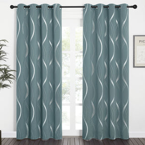 Wave Line Blackout Curtains#color_greyish-blue