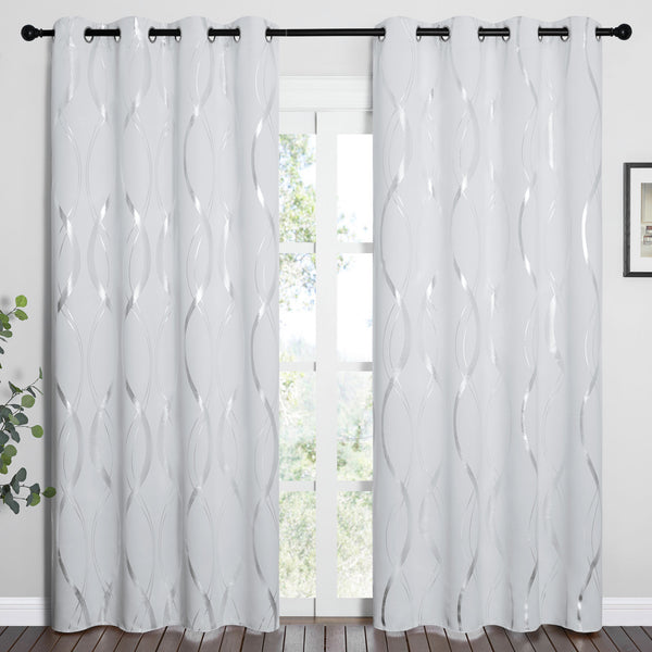 Wave Line Blackout Curtains#color_greyish-white