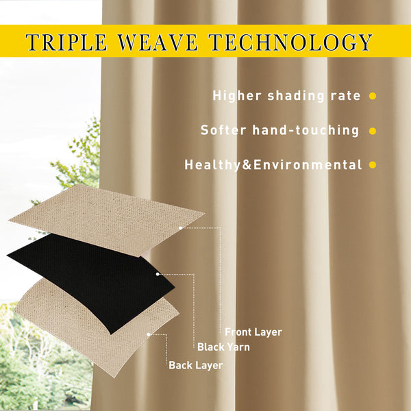Waterproof Blackout Outdoor Curtains#color_biscotti-beige