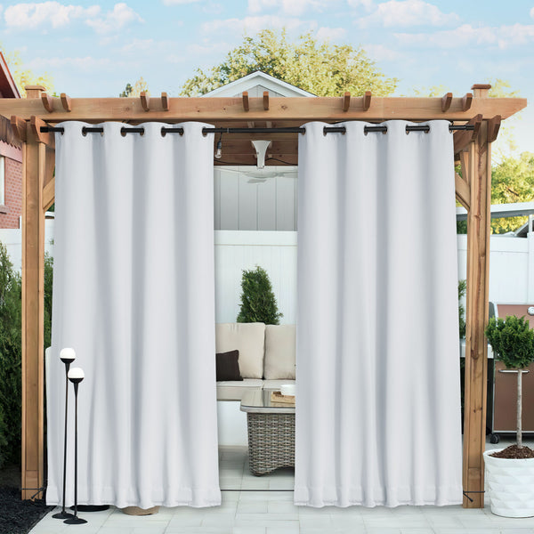 Waterproof Blackout Outdoor Curtains#color_greyish-white
