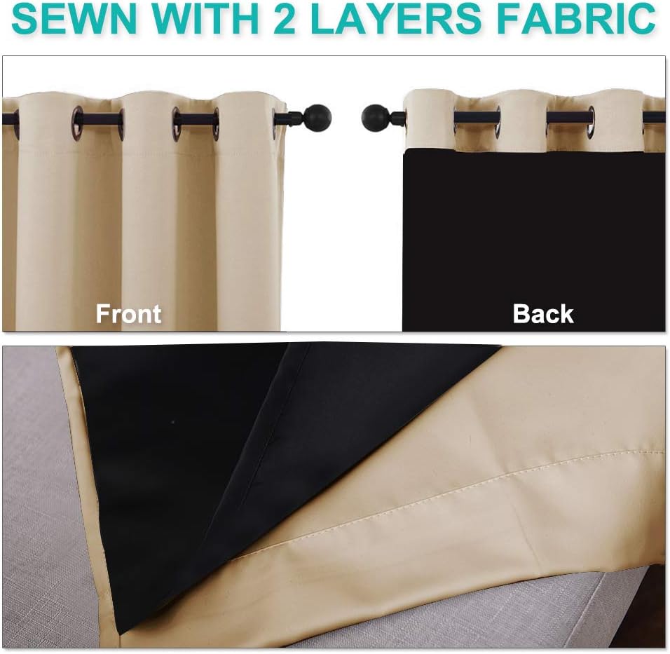 White 100% Blackout Thermal Insulated Window Drapes (Pair)