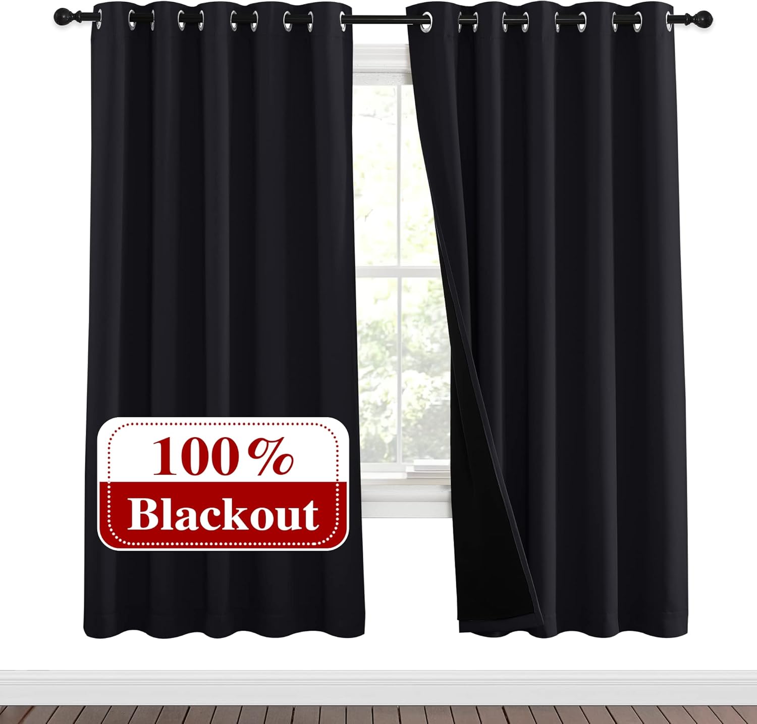 White 100% Blackout Thermal Insulated Window Drapes (Pair)