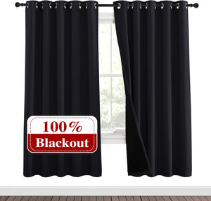 White 100% Blackout Thermal Insulated Window Drapes (Pair)