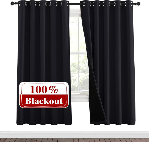 White 100% Blackout Thermal Insulated Window Drapes (Pair)