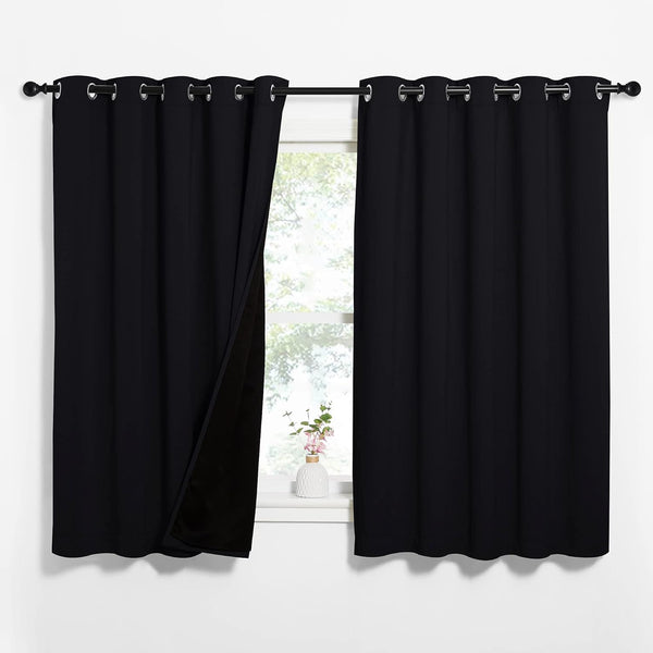 White 100% Blackout Thermal Insulated Window Drapes (Pair)