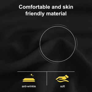 Close-up of black, soft, anti-wrinkle fabric, highlighting its comfortable and skin-friendly texture.