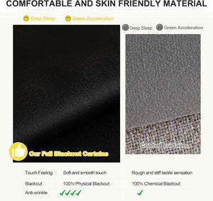 Close-up of smooth black physical blackout curtain fabric, soft to touch and anti-wrinkle.