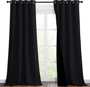White 100% Blackout Thermal Insulated Window Drapes (Pair)
