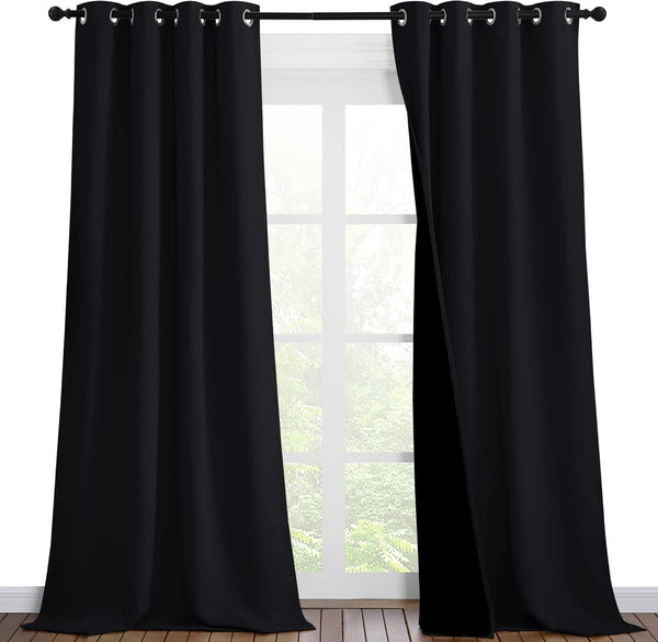 White 100% Blackout Thermal Insulated Window Drapes (Pair)