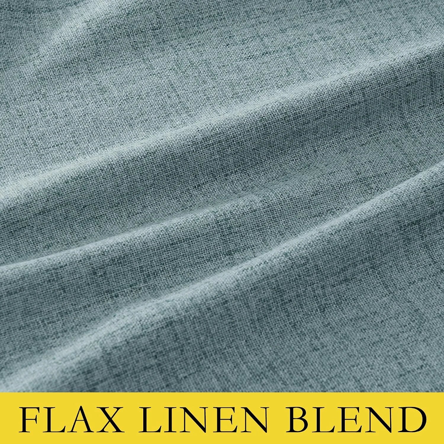 Soft blue flax linen blend fabric with visible woven texture and gentle folds
