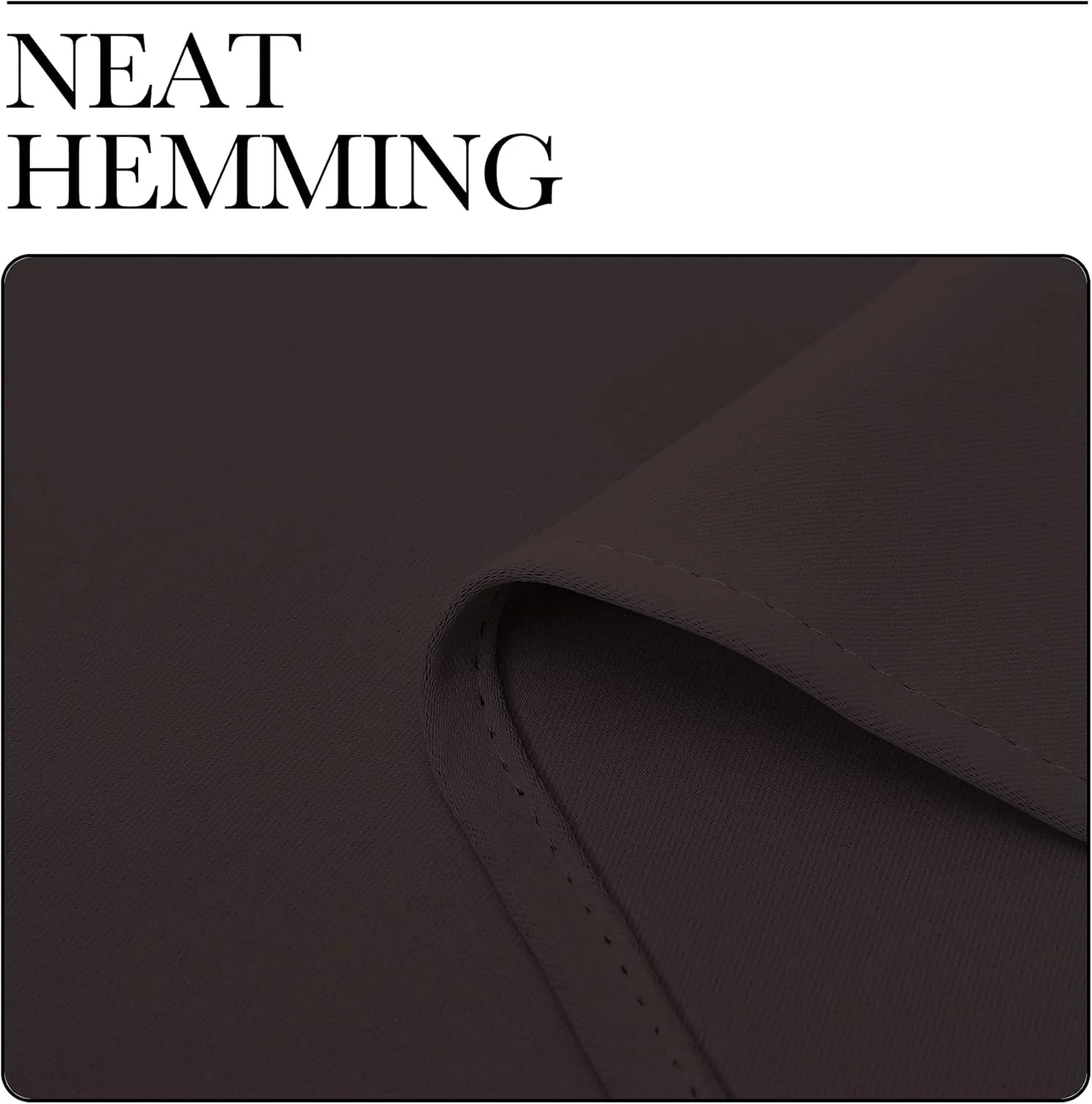Close-up of brown fabric with neatly stitched hem detail and smooth texture