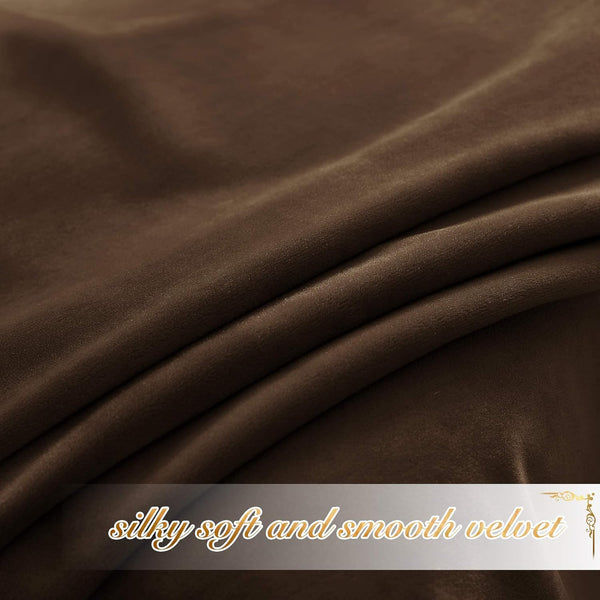 Close-up of luxurious draped brown velvet fabric with a silky soft and smooth texture.