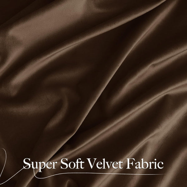 Close-up of luxurious brown super soft velvet fabric with elegant drapes and folds