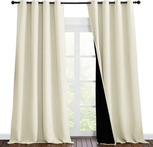 White 100% Blackout Thermal Insulated Window Drapes (Pair)
