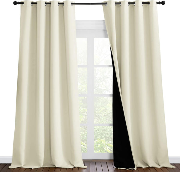 White 100% Blackout Thermal Insulated Window Drapes (Pair)
