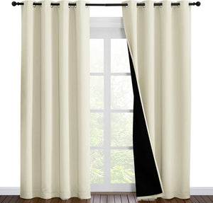 White 100% Blackout Thermal Insulated Window Drapes (Pair)