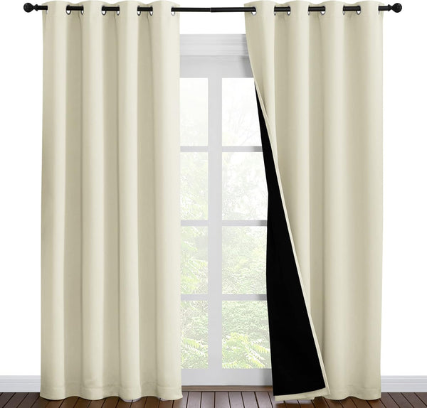 White 100% Blackout Thermal Insulated Window Drapes (Pair)