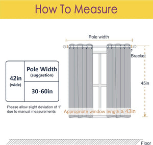 Illustrated guide showing how to measure a window for curtain pole width and length.