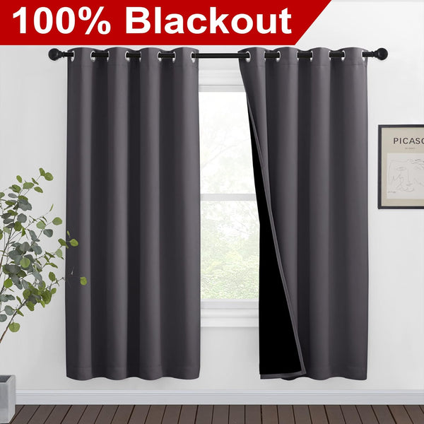 White 100% Blackout Thermal Insulated Window Drapes (Pair)