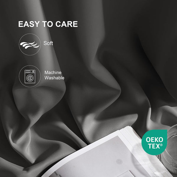 Dark grey soft fabric with 'Soft' and 'Machine Washable' icons for easy care. OEKO-TEX certified.