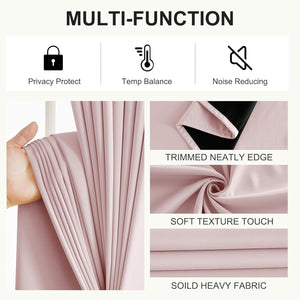 Dusty rose curtain fabric with soft texture, neat edge. Ideal for privacy, thermal, sound control.