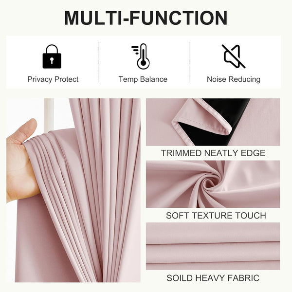 Dusty rose curtain fabric with soft texture, neat edge. Ideal for privacy, thermal, sound control.