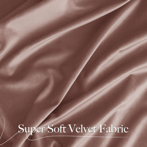 Close-up of super soft dusty rose velvet fabric, highlighting its luxurious texture and elegant drapes.