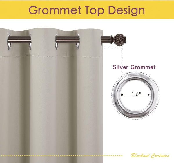 Blackout Thermal Insulated Grommet Window Drapes (Pair)
