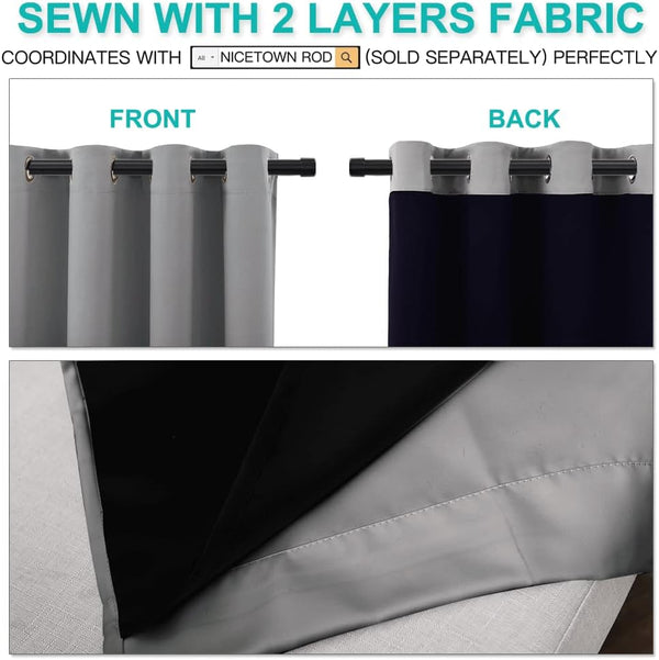 White 100% Blackout Thermal Insulated Window Drapes (Pair)